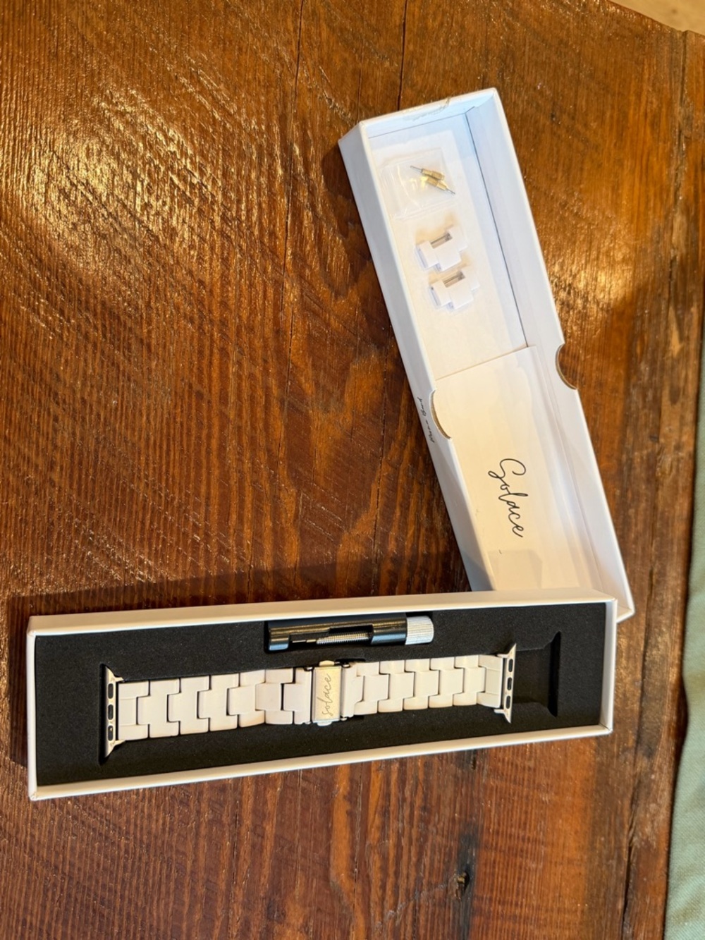 Sydnee White Ceramic Link Apple Watch Band - Elegant White Bracelet